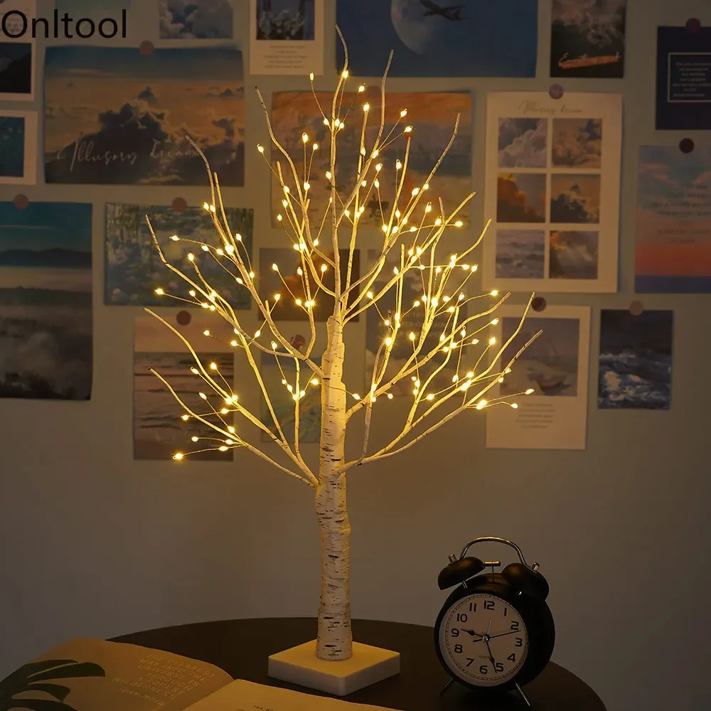 Lumière LED d'arbre de bouleau de Noël, décoration de la maison, lumière intérieure, décoration de fête, lumière chaude, paysage d'arbre Shoous