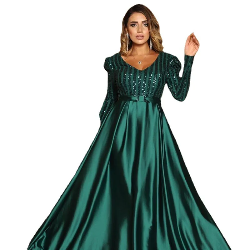 Sexy großes Damen-V-Ne-Maxi-Abendkleid von Dr. Ele mit Schleppe für Damen in Übergröße bis zu 200. Pou für Frühling und Sommer...