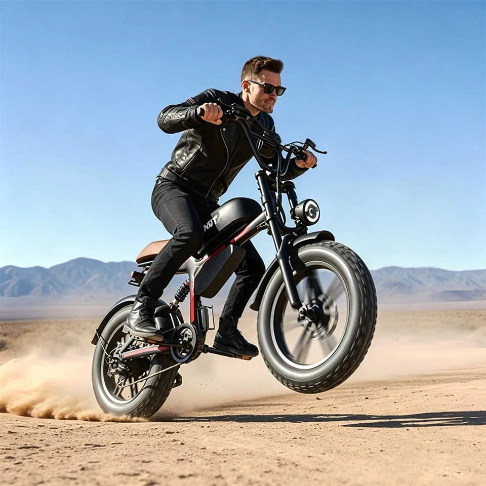 QNUT BK20 Electric Bike 1500W Peak Motor 48V 18Ah Removable Lithium Battery 20x4.0 Inch Fat Tire Retro Ebike Max 27MPH Dual Disc Brakes 7 Speed Off Road Commuting Mountain E Bike US Warehouse 1 Year Warranty image 4