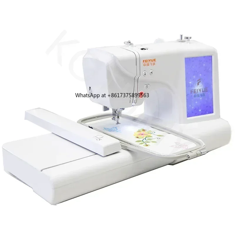 Máquina de bordar mecânica de computador pequeno, 7 polegadas, tela sensível ao toque lcd, máquina de costura multifuncional