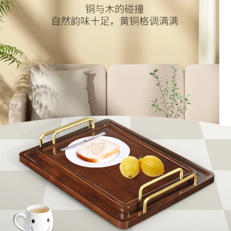 Japanese household North American walnut solid wood rectangular tray Cup holder Cup tea tray Original wooden Western food