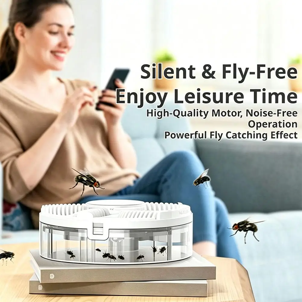 Leiser, abnehmbarer elektrischer Fliegenfänger mit automatischer Rotation, Insekten- und Schädlingsfänger, elektrische Fliegenfalle, USB-wiederaufladbar – Detail 9