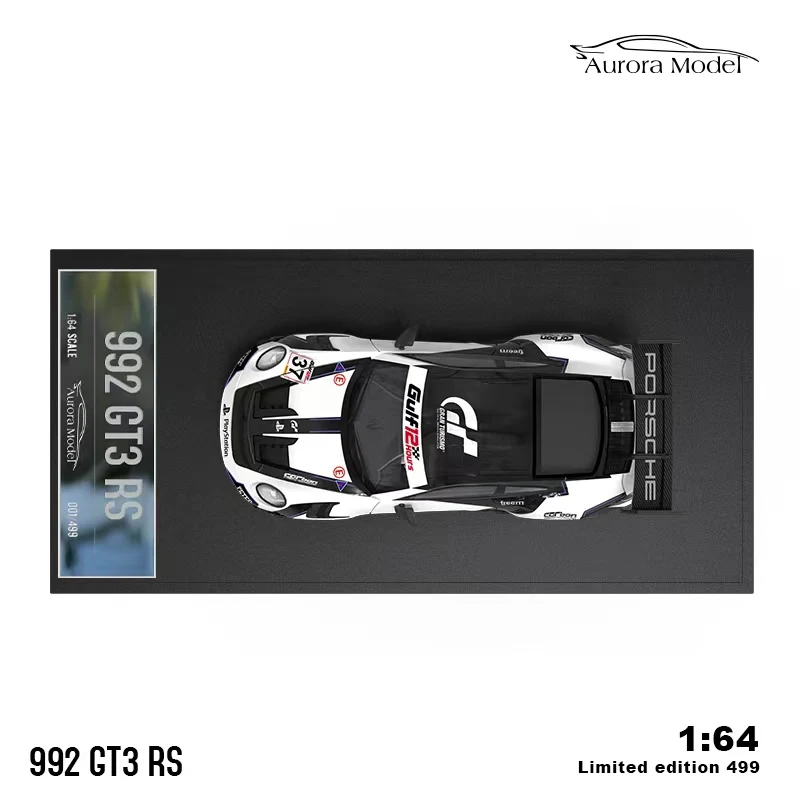 Aurora-Modèle de voiture jouet en alliage moulé sous pression, exposition de collection de véhicules de sport, RWB992 GT3 RS, 1:64