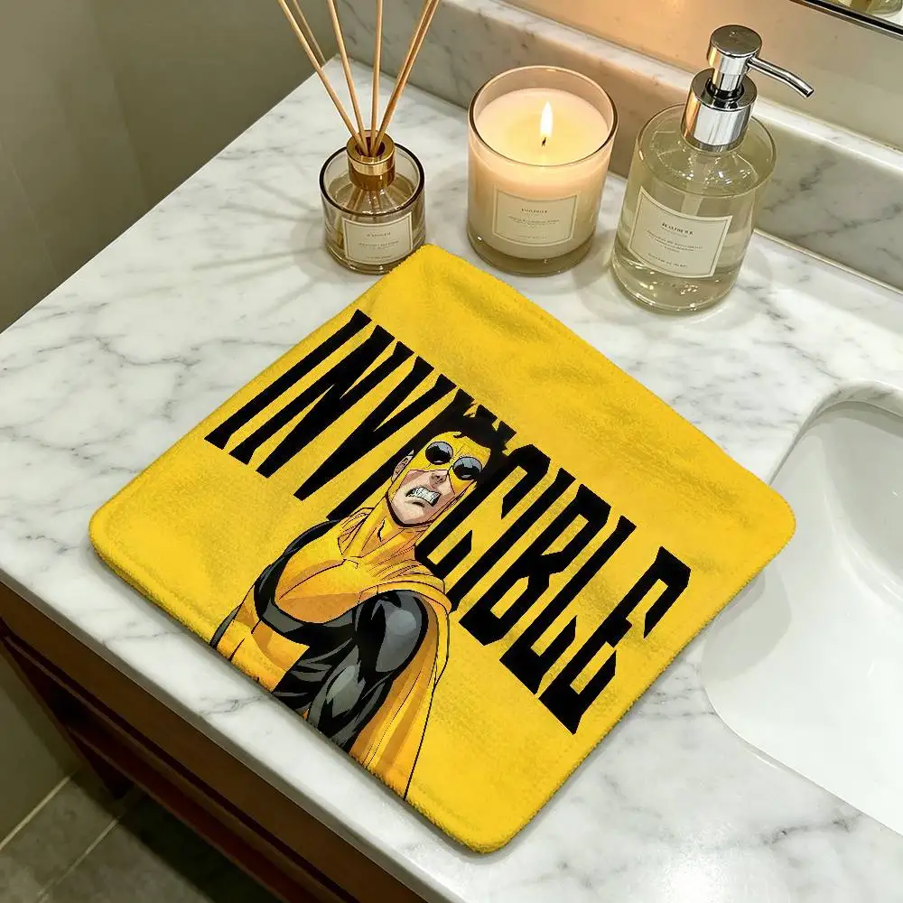 Cartoon I-Invincible Polyester Cotton Hanging Kitchen Towel, Skin Friendly Hand Wiping Towel for Hotel Cafe Household