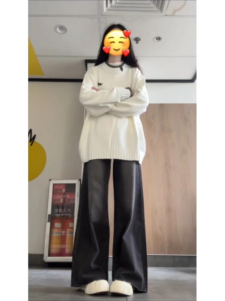 

Американские джинсовые брюки с высокой талией и широкими штанинами, женские весенне-осенние маленькие размеры, свободные прямые повседневные брюки в стиле ретро