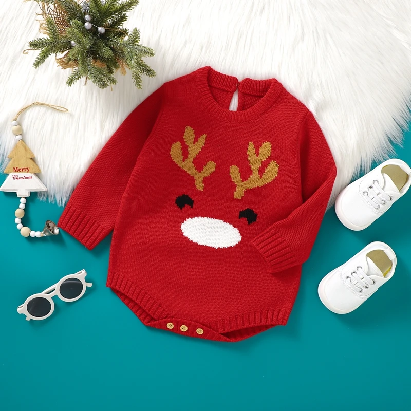 Kleinkind Baby Weihnachten Pullover Säugling Junge Mädchen Frohe Strick Langarm Sweatshirt Pullover Tops Herbst Winterkleid ung