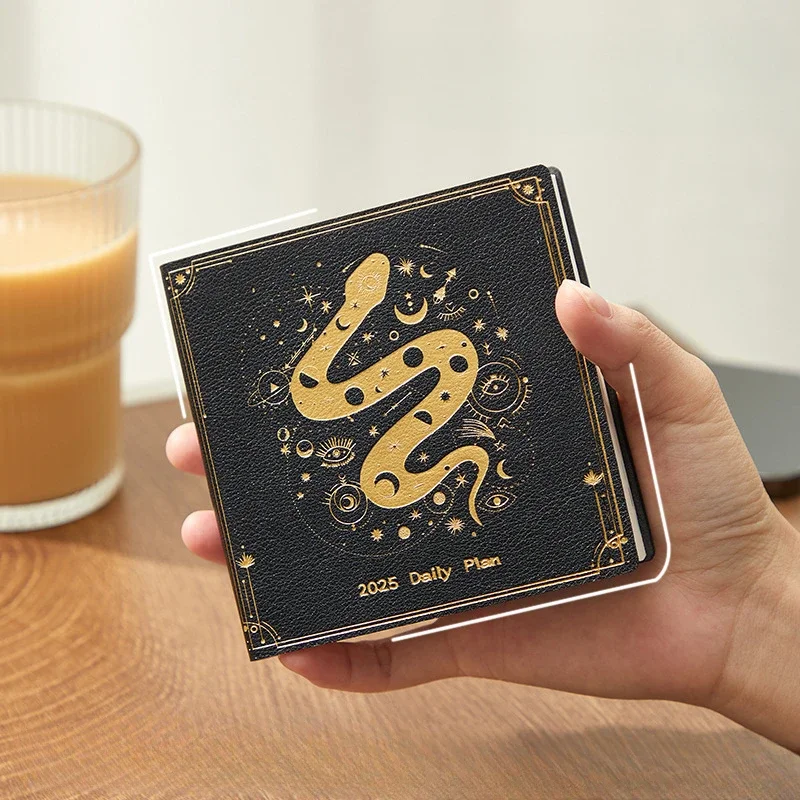 2025 Pocket Calendar Creative Snake Year Notebook Square Portable Small Fresh Business Office Planning Book School Stationeries