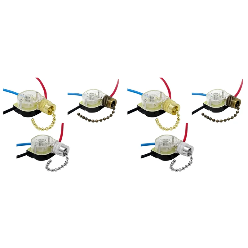 Hot Sale-6Pack Ceiling Fan Light Switch ZE-110 Fan Switch 3 Way Speed Fan Switch Ceiling Pull Chain Switch Replacement