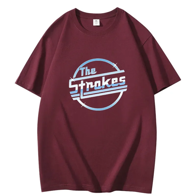 Men Cotton T-Shirt Summer Tops The Strokes T Shirt Men Indie Rock Band Short Sleeve Bigger Size Homme Black Top Drop Shipping