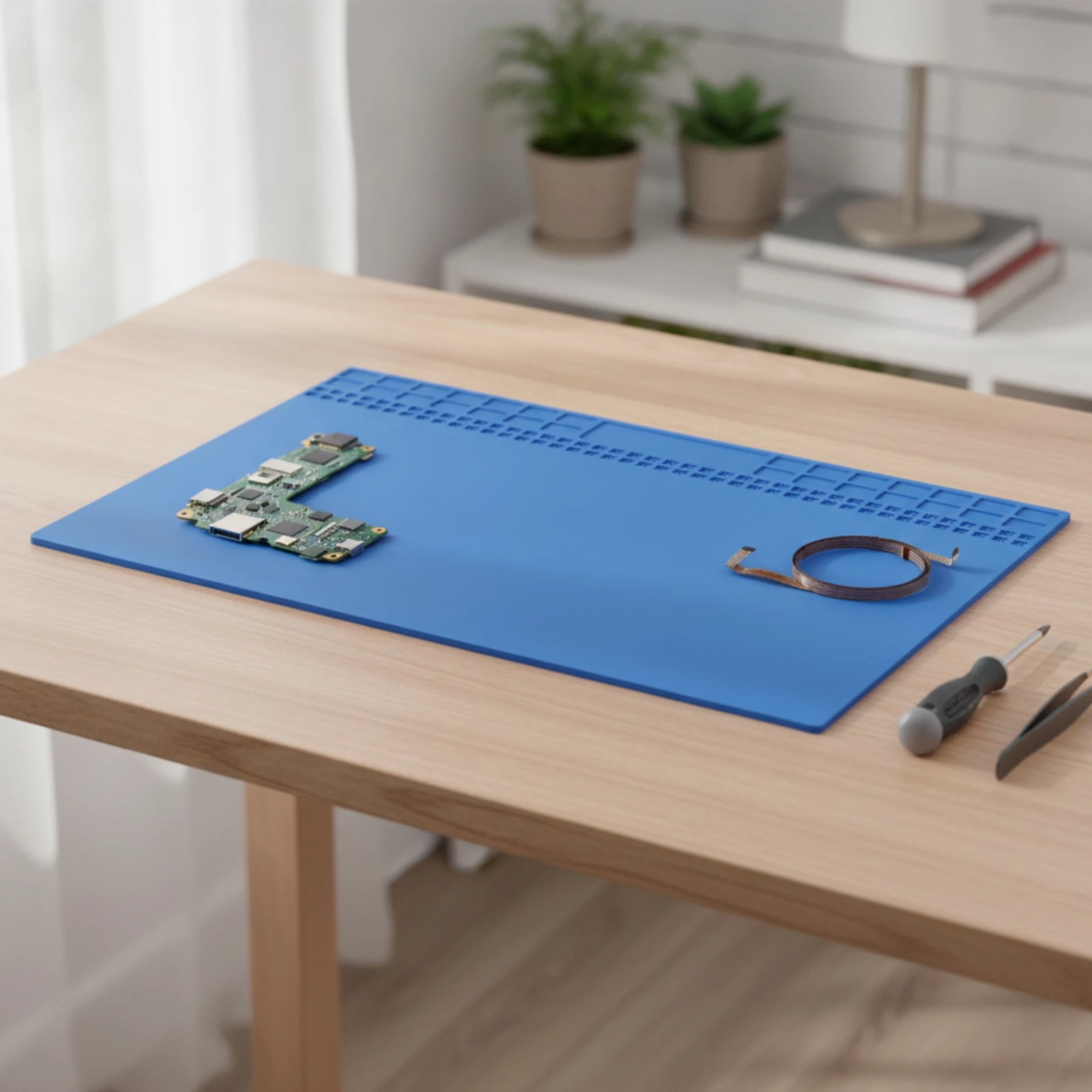 Silicone Mat with Compartments Washable Silicone Repair Mat Pad Non-Slip Anti-Static for Technicians, Workbench