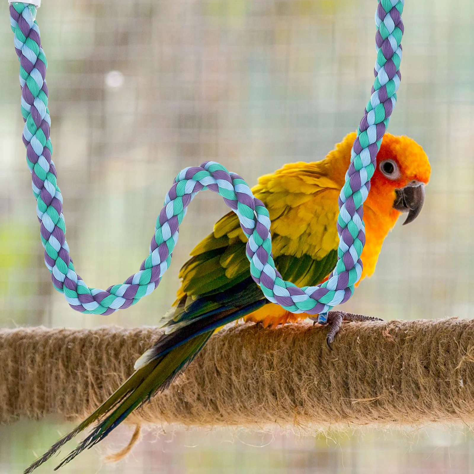 

Parrot Climbing Rope Cotton Rope 80cm Bright Colors Entertaining Playground for Small Birds Cockatiels Parakeets