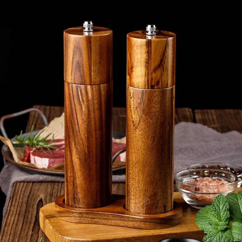 Salt and Pepper Grinder Set - Premium Set Includes Wooden Salt and Pepper Mill