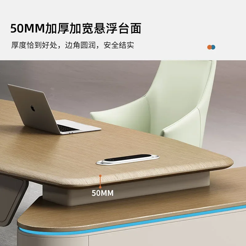 Leichter, luxuriöser Boss-Tisch, hochwertige, einfache Kombination aus Büroschreibtisch und Stuhl des Präsidenten, Führungsbürosmanager für die Führung der Stuhlperson