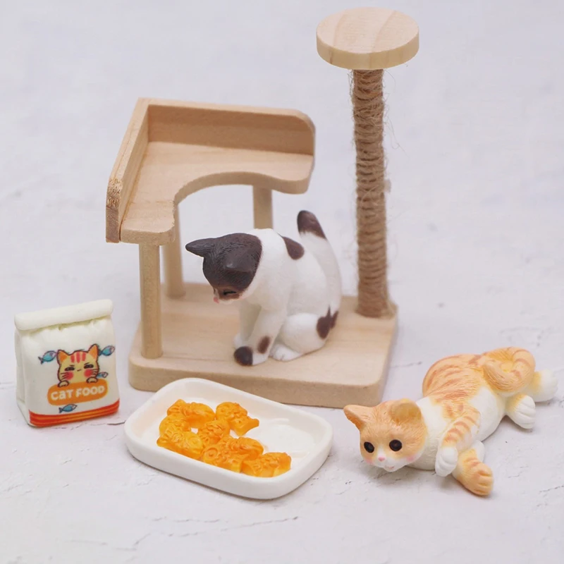 

1:12 Dollhouse Mini Wooden Pet Cat Tree Tower Toys Cat Climbing Rack For Doll House Miniature Furniture Decor Accessories