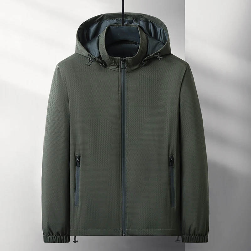 

Новая мужская демисезонная тонкая куртка 2025 года со съемным капюшоном, модная и стильная, приталенная