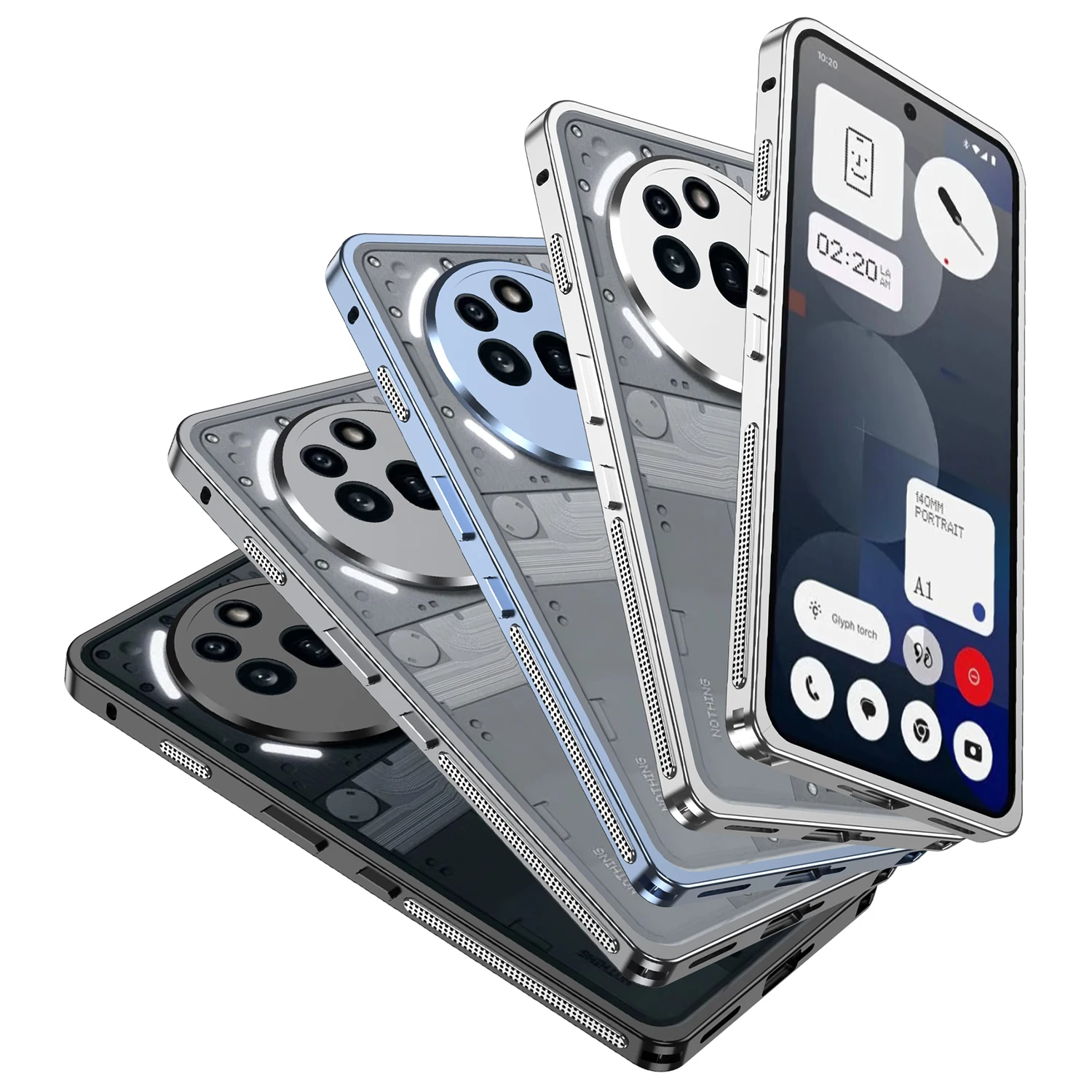 Metal Seahorse Buckle Case for Nothing Phone 3A Pro, Hypercar Frame Heat Dissipation Shockproof Camera Protection Cover