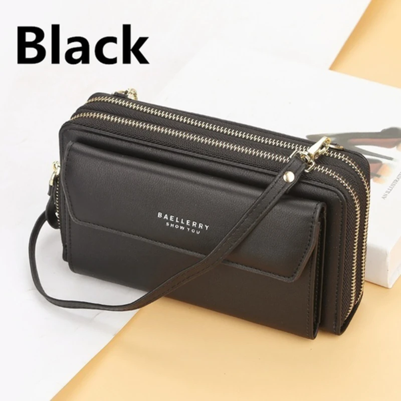 Damen Lange Geldbörse Koreanische Version Umhängetasche Doppelreißverschluss Große Kapazität Clutch-Tasche Schulter-Handtasche Damen Handytasche – Detail 11