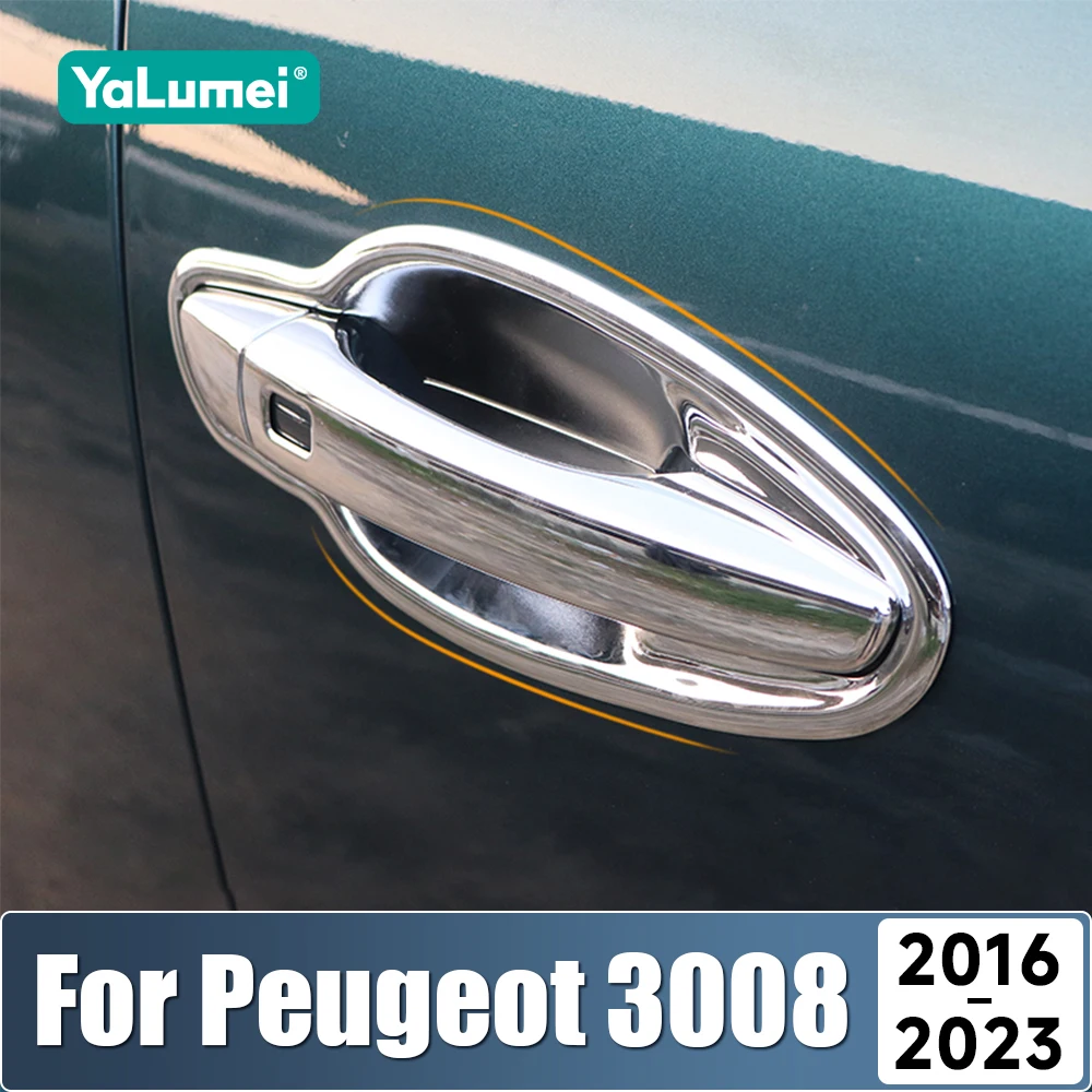 

ABS Car Door Handle Bowl Cover Trim Sticker For Peugeot 3008 GT 3008GT MK2 2016-2018 2019 2020 2021 2022 2023 Hybrid Accessories