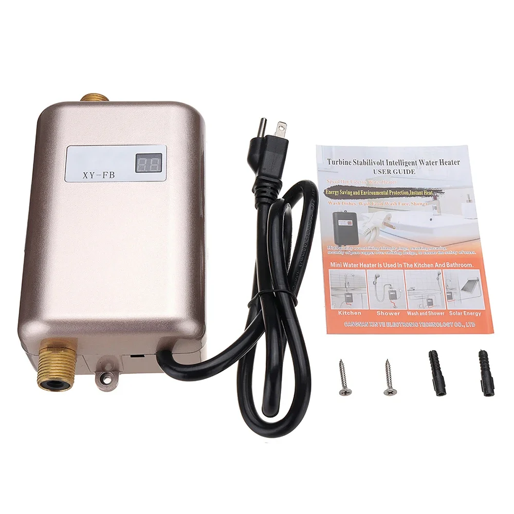 เครื่องทำน้ำอุ่น pemanas Air listrik ไม่มีถัง, 3800วัตต์110โวลต์/220โวลต์จอแสดงอุณหภูมิ3.8KW ใช้ได้ทั่วไป