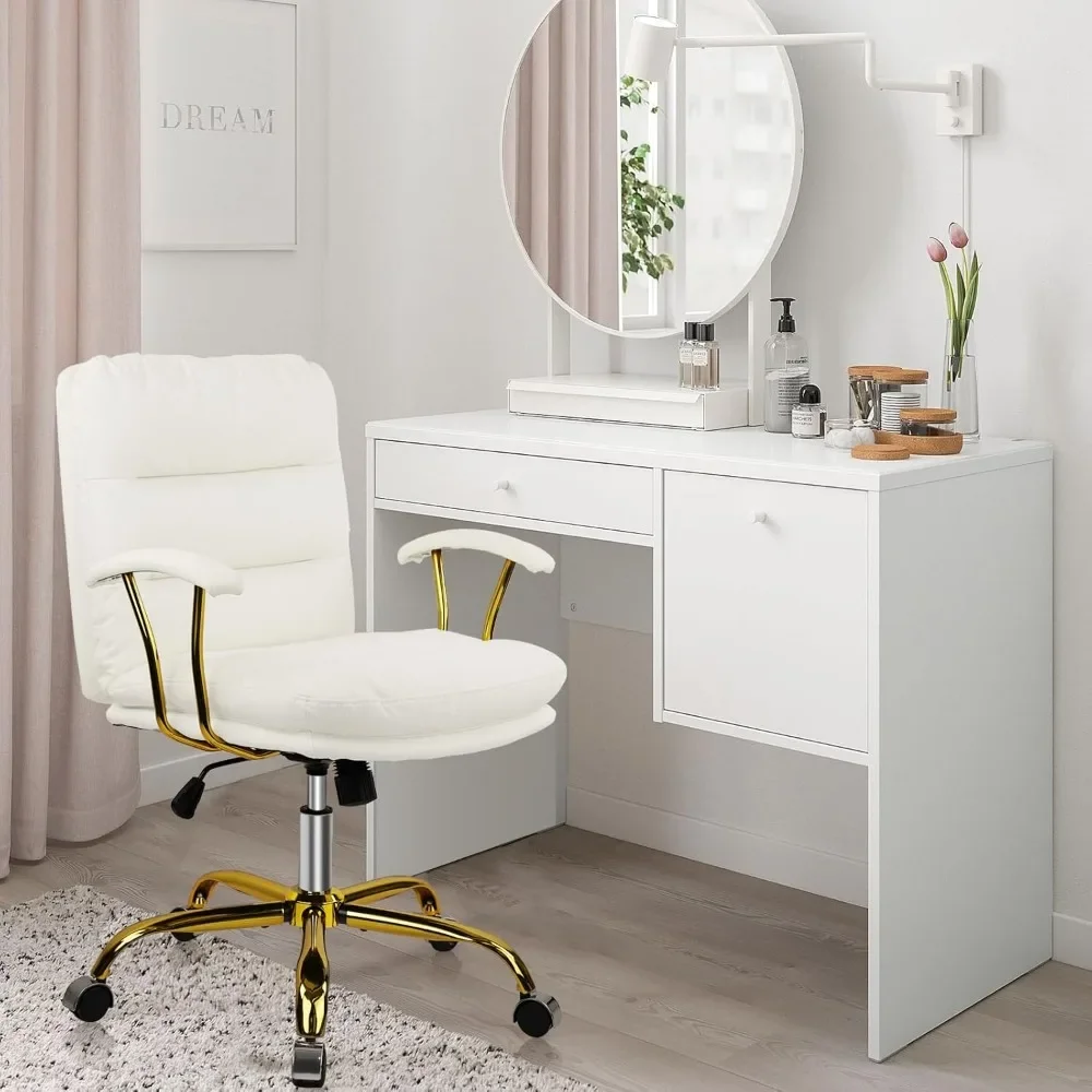 Ergonomic Office Desk Chair with Wheels and Arms, Faux Leather Computer Chair for Home Bedroom Office image 5