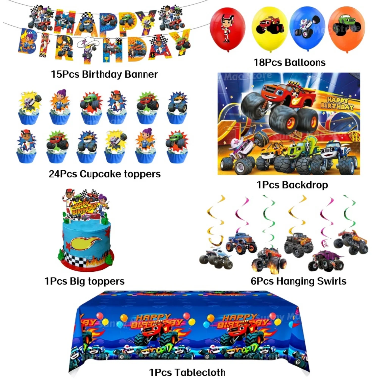 Blaze Monster Birthday Party S - Lighting Mcqueen Birthday Decor review and price