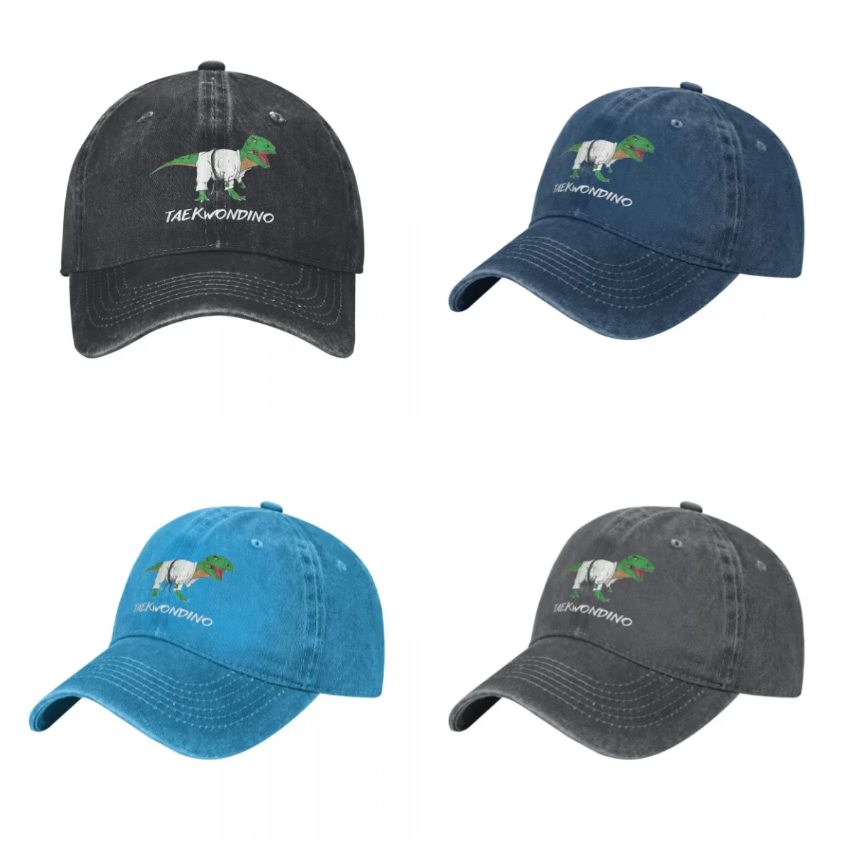 

Funny Taekwondo T Rex Cute demin Trucker Hat Durable for All Seasons Summer Hat Women's Baseball Cap