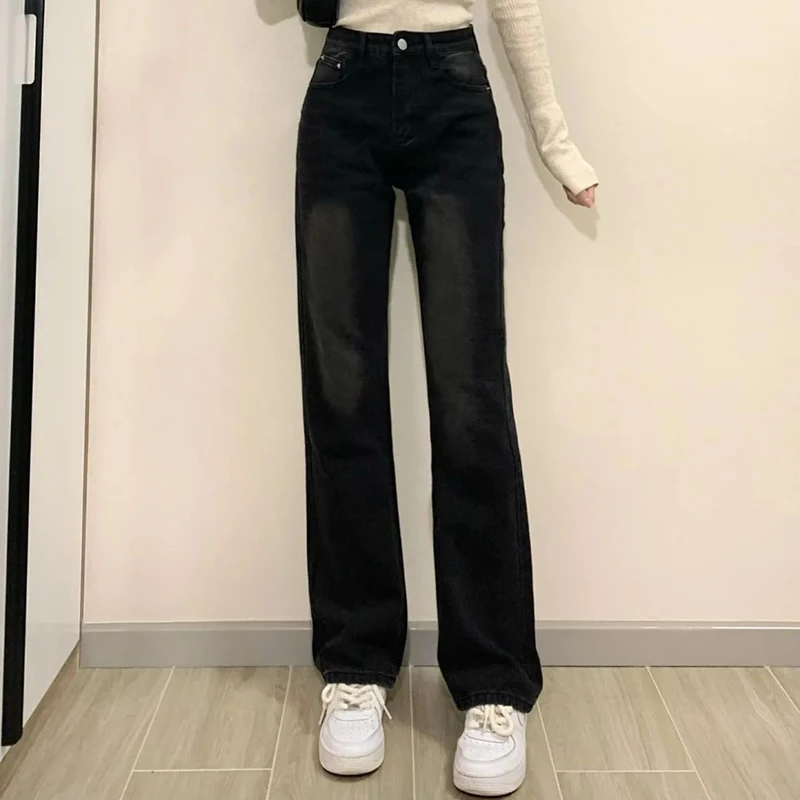 

2025 New Girls Chic High Waisted Jeans Pants Female Wide Leg Denim Pants Women Slim Fit Thin Casual Jeans Trousers