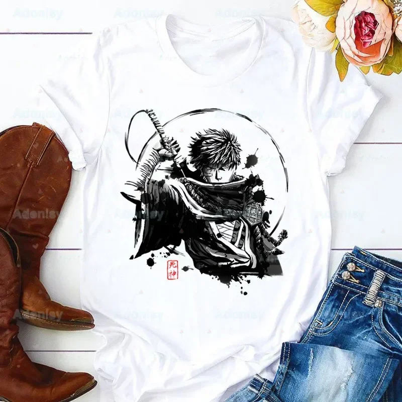 Bleach Kurosaki Ichigo Manga Japanese Anime Women Harajuku Summer Tops Tees T-shirt Clothes Girl T Shirt ,Drop Shipping