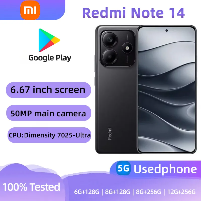 Redmi Note 14 5g Smartphone CPU Dimensity 7025-Ultra 6.67-Inches 50MP Camera 45W Charge 5110mAh Battery Android Used Phone