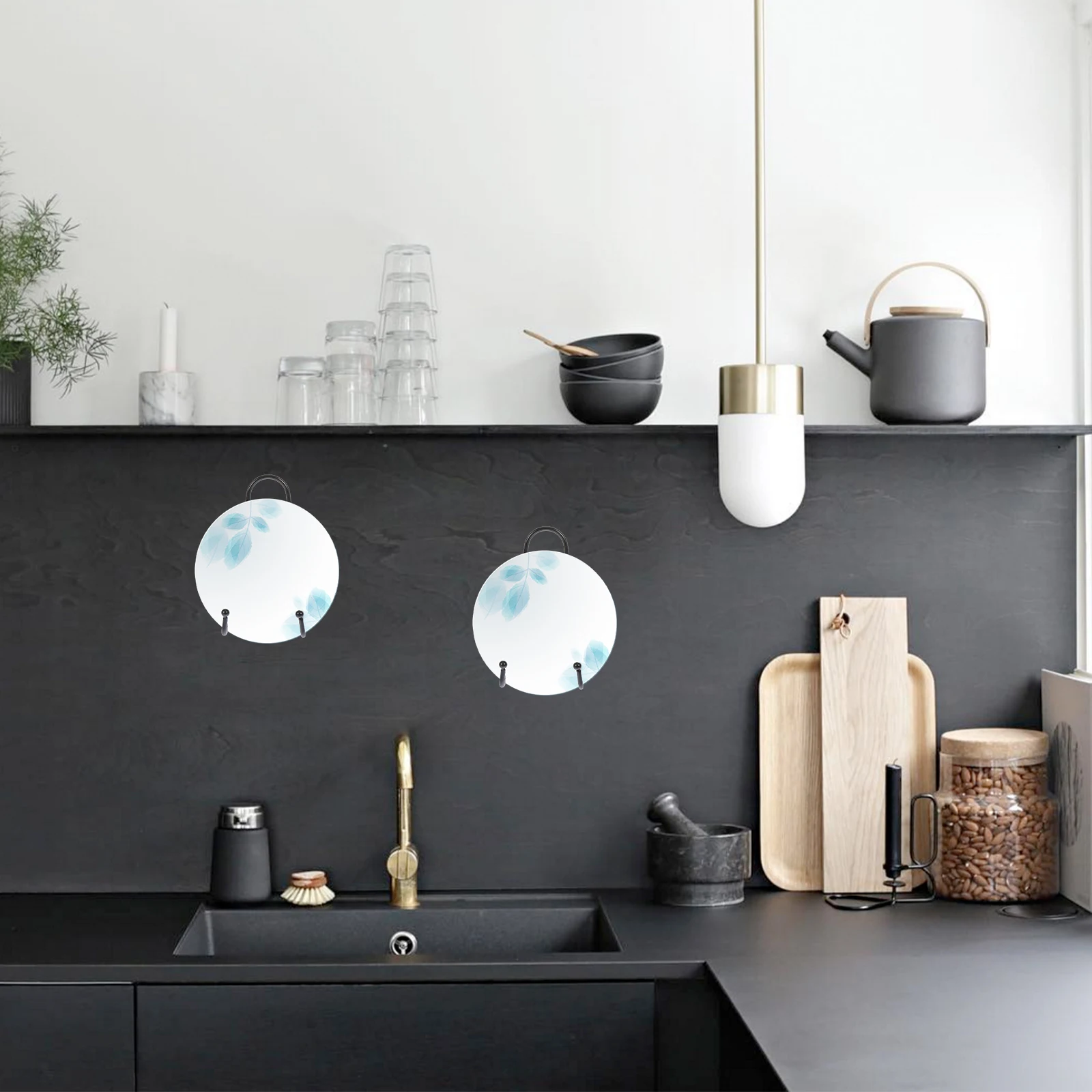 

4pcs Ceramic Display Stand Plate Holders Black Metal for Home Decor Kitchen Living Office Multi Purpose