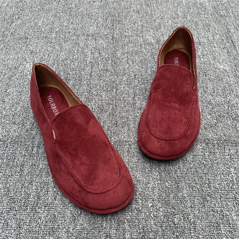 Spring Summer Faionable Versatile Flat Boted Slip-On oes Retro Commute Simple Low Cut Single oes Casual round Toe