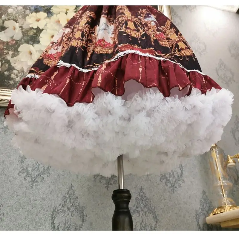 Lolita-falda de nubes con soporte de capas dobles, enagua de 60cm, hilo suave deshuesado, algodón de azúcar, faldas blancas de verano