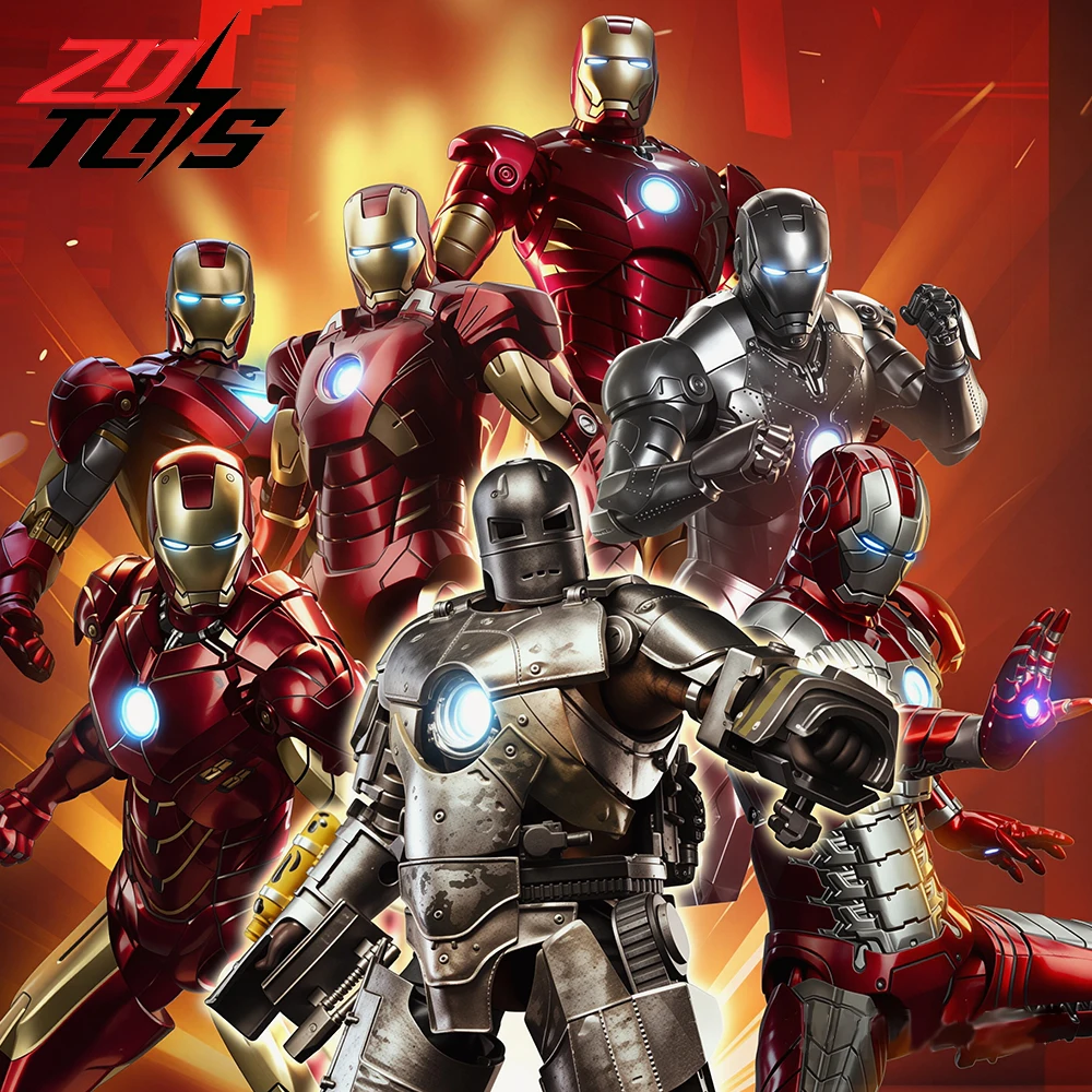 ZD Toys Marvel Iron Man Actionfigur MK4 MK43 Hulkbuster War Machine Modell Tony Stark Avengers Anime-Figur Jungen Geschenk Spielzeug