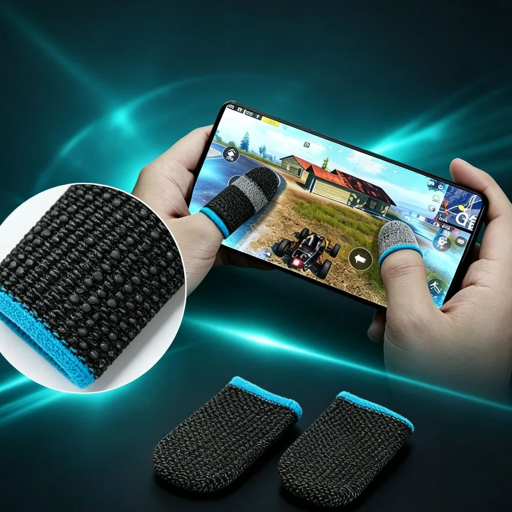Breathable Anti Sweat Gaming Finger Sleeve Sensitive Touch Screen Fingertip Protector for Mobile Gaming