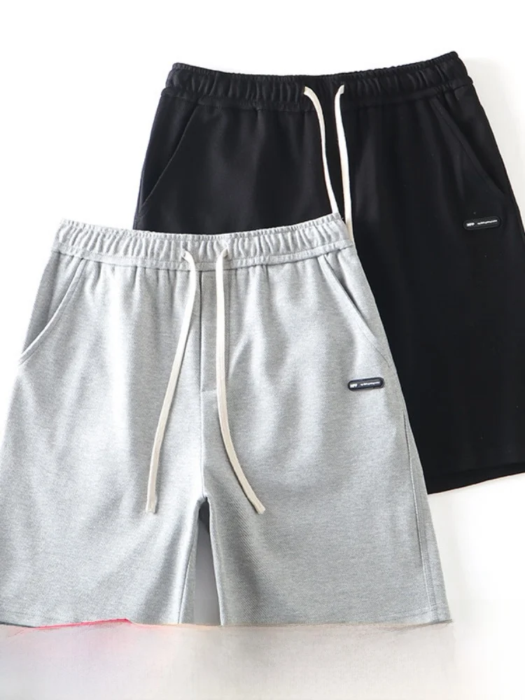 American Casual Style Men's Summer Outdoor Elastic Sports Shorts Comfortable Breathable Fashionable Five-Quarter Knitted Poly...