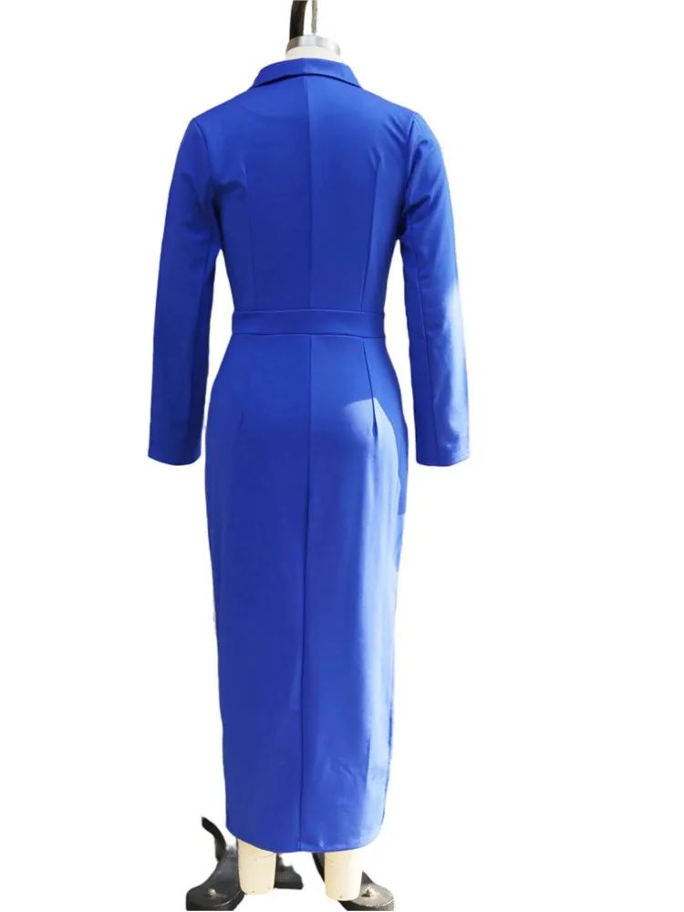 Solid Slim Fit Midi Dress For Woman Spring Fashion V-neck Long Sleeves Sexy Slit Hem Dresses Ladies Autumn Party Prom Vestidos