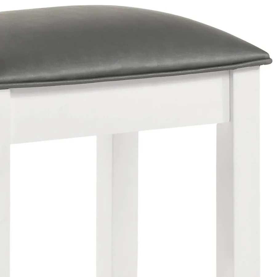 Glossy White Vanity Stool with Padded Seat