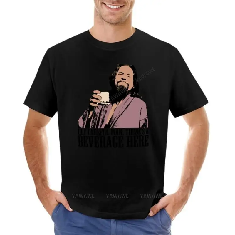 The Big Lebowski Careful Man There's A Beverage Here Color T-Shirt T-Shirt oversized t shirt mens cotton t shirts