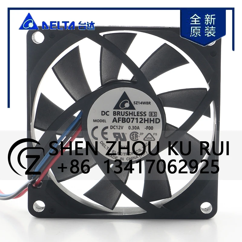 

Delta 5V 24V 48V DC12V 0.30A AC EC 7020 70X70X20MM 7CM Three-wire Double Ball Bearing Computer CPU Chassis AFB0712HHD Coolingfan