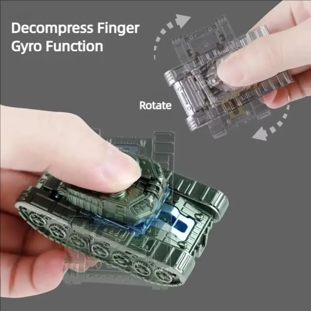 

2 in 1 Deformed Tanks Robot Fidget Gyro Silent Plastic Fingertip Decompression Toy Non-slip Rotational Fingertip Gyro Office