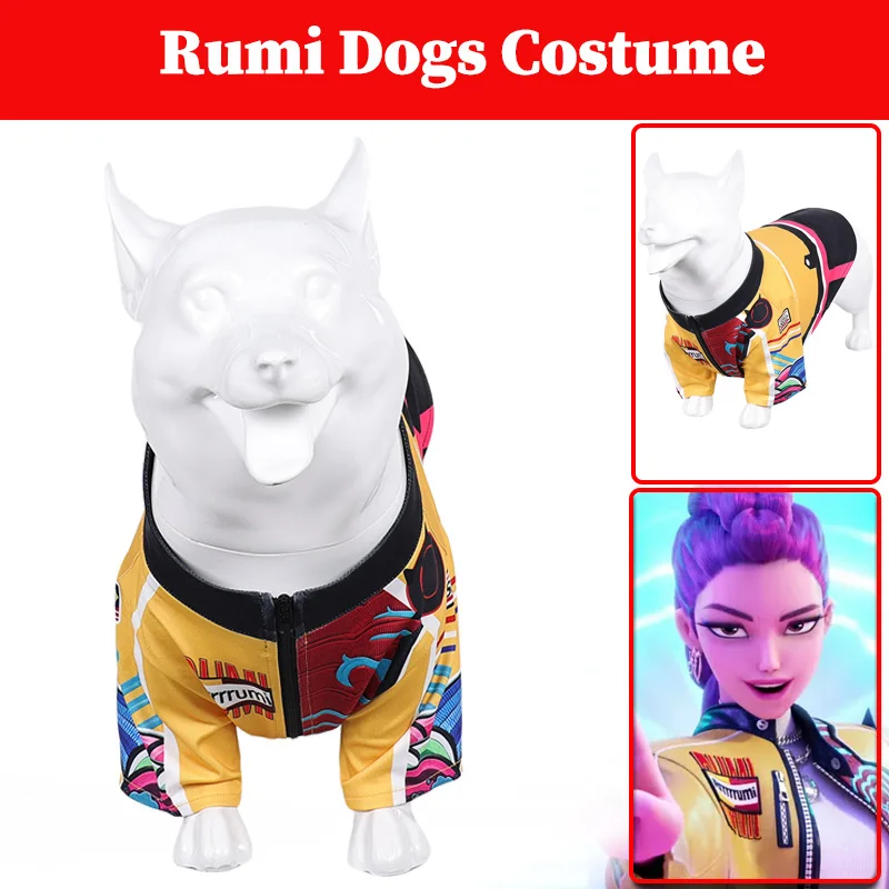 

K POP Охотник на демонов домашнее животное Руми собаки косплей костюм щенок желтая куртка вечерние ролевая форма Хэллоуин костюмы для собак карнавальные наряды