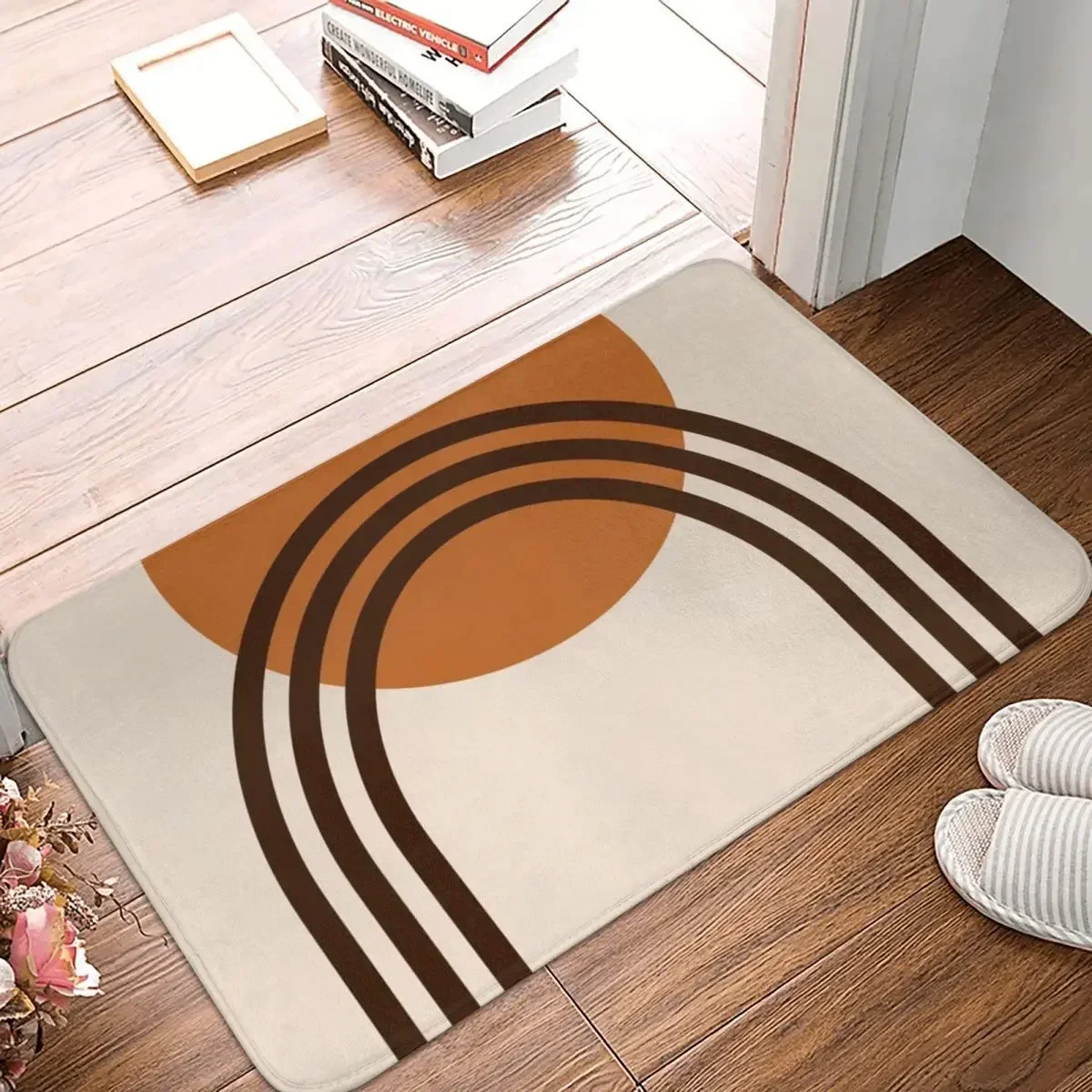 Mid Century Modern Sun And Arch - Terracotta Doormat Polyester Floor Mat Washable Carpet Kitchen Home Rugs Mats Non-slip Footpad