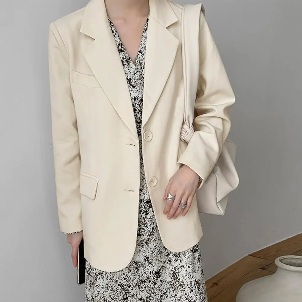 

Lightweight Suit Coat Elegant Lapel Suit Coat for Women Stylish Single Breasted Business Outwear with Flap Pockets for Spring