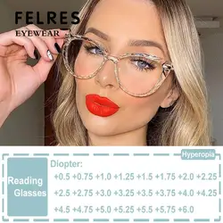 Fashion Cat Eye Women Reading Glasses Anti Blue Light TR90 Spring Hinge Presbyopia Eyewear Clear Lens Prescription Glasses