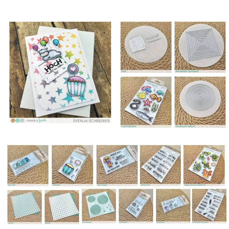 Fass Fisch Löwe Cupcake Discok Kreise Quadrate Schildkröte Metall Stanzformen Stempel Scrapbooking Schablone Fotoalbum Karte DIY Papier