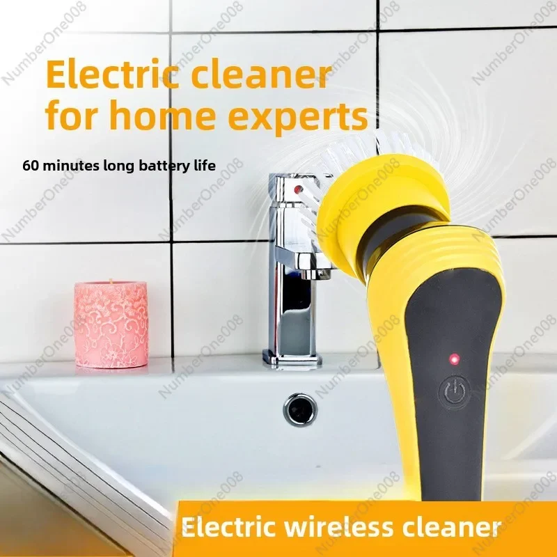 Wireless multi-function electric cleaning brush, handheld long handle, automatic rotation and telescopic