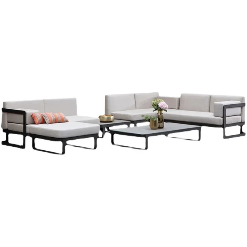 

Уличный диван по индивидуальному заказу, мебель из алюминиевого сплава, водонепроницаемая и солнцезащитная комната для патио, терраса, столы и стулья для отдыха.