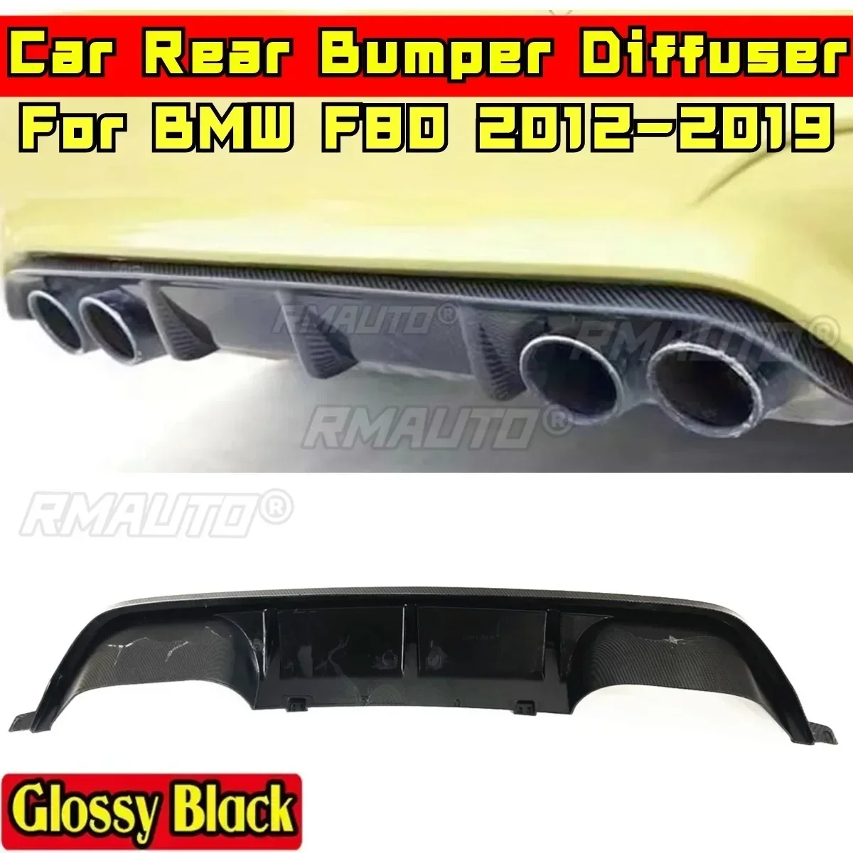 For BMW F80 2012-2019 Body Kit BMW F30 Rear Bumper Lip Spoiler Carbon Fiber Look Sport Style Diffuser Splitter Car Accessories