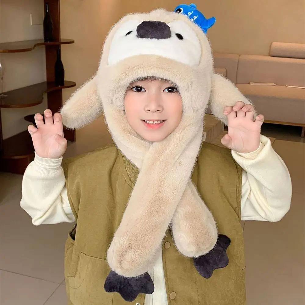 

Милая пушистая защитная шапка для ушей, однотонная ветрозащитная шапка с подвижными ушками пингвина, утолщенная термомультяшная шапка с изображением пингвина, холодная погода