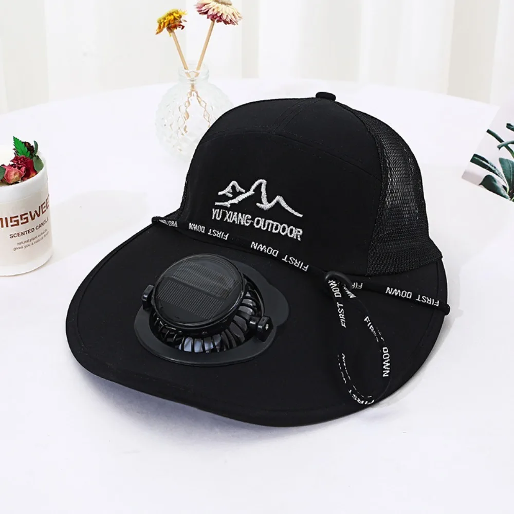 

Mesh Sun Hat with Solar Fan Waterproof USB Recharging Wide Brim Fan Cap Solar Powered Sun Protection Solar Cooling Hat Farmer